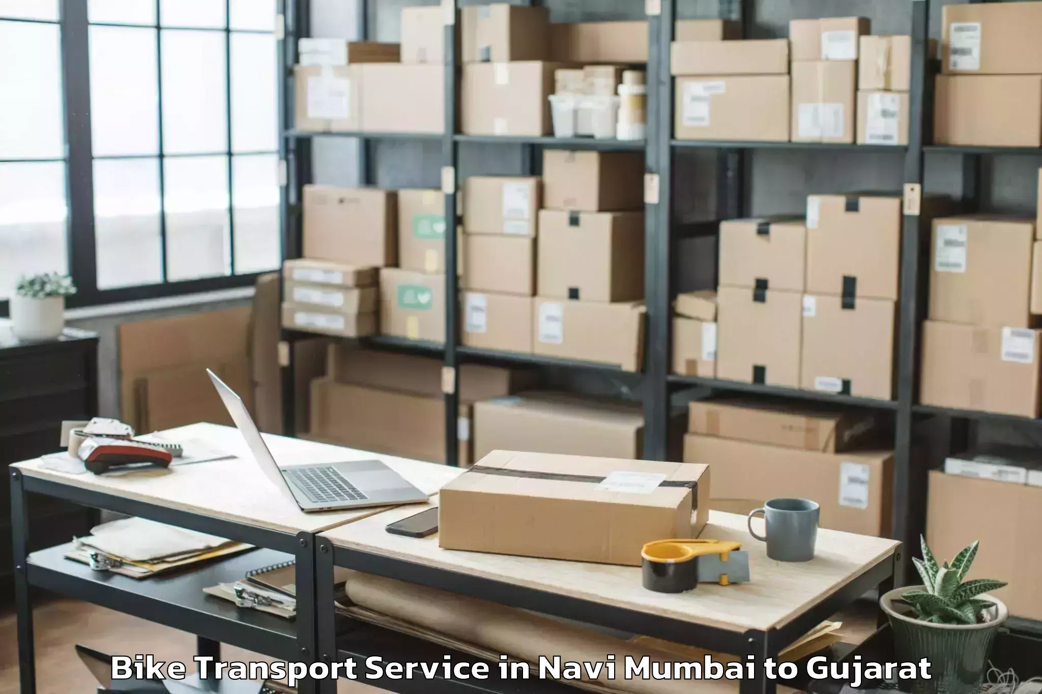 Trusted Navi Mumbai to Thasra Bike Transport